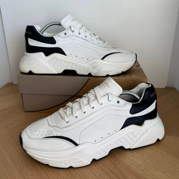 Dolce & Gabbana Daymaster White/Black Men Leather Sneakers - SZ 11